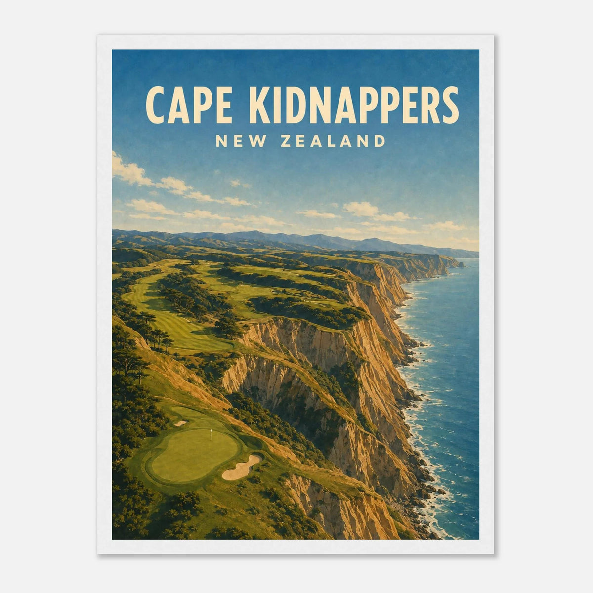 Cape Kidnappers Golf Poster – New Zealand Golf Art