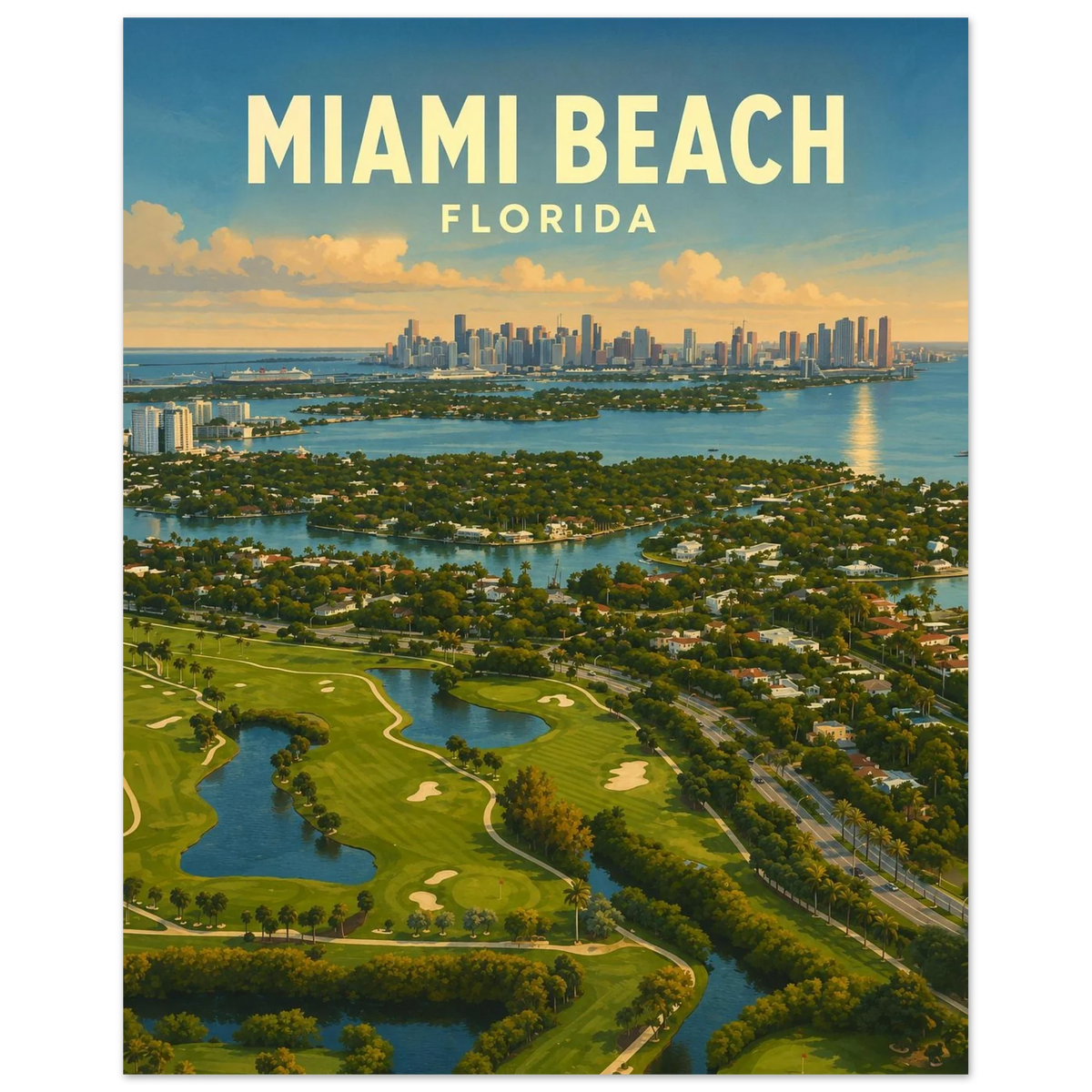 Miami Beach Golf Poster – Florida Golf Wall Art