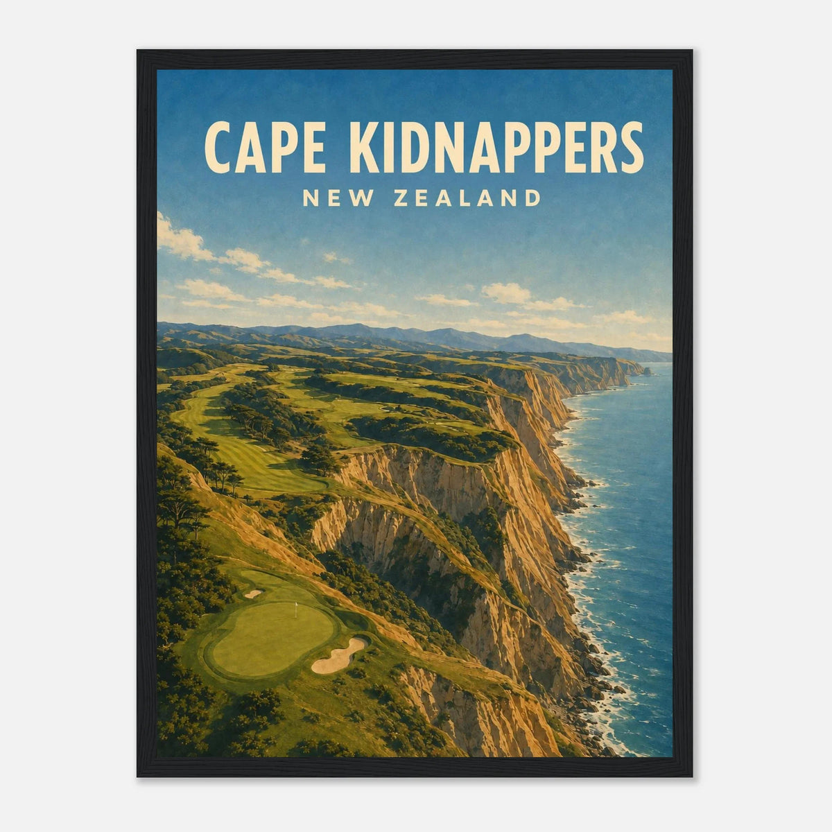 Cape Kidnappers Golf Poster – New Zealand Golf Art
