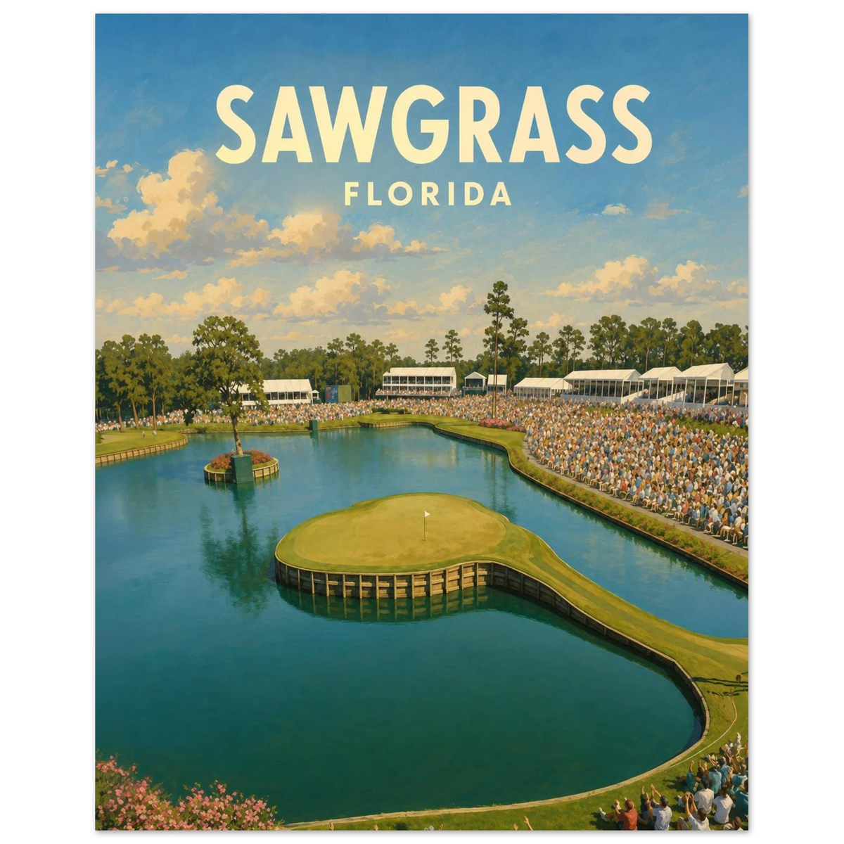 TPC Sawgrass 17th Hole Golf Poster – Florida Island Green Wall Art