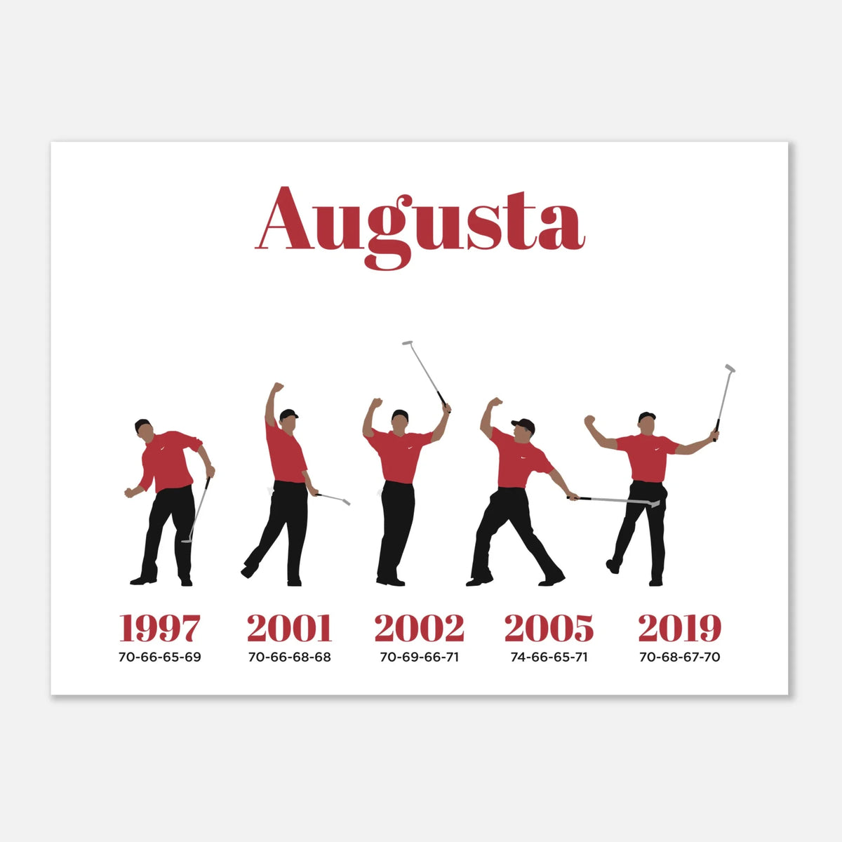 Augusta 5 Wins - Golf Print & Framed Poster