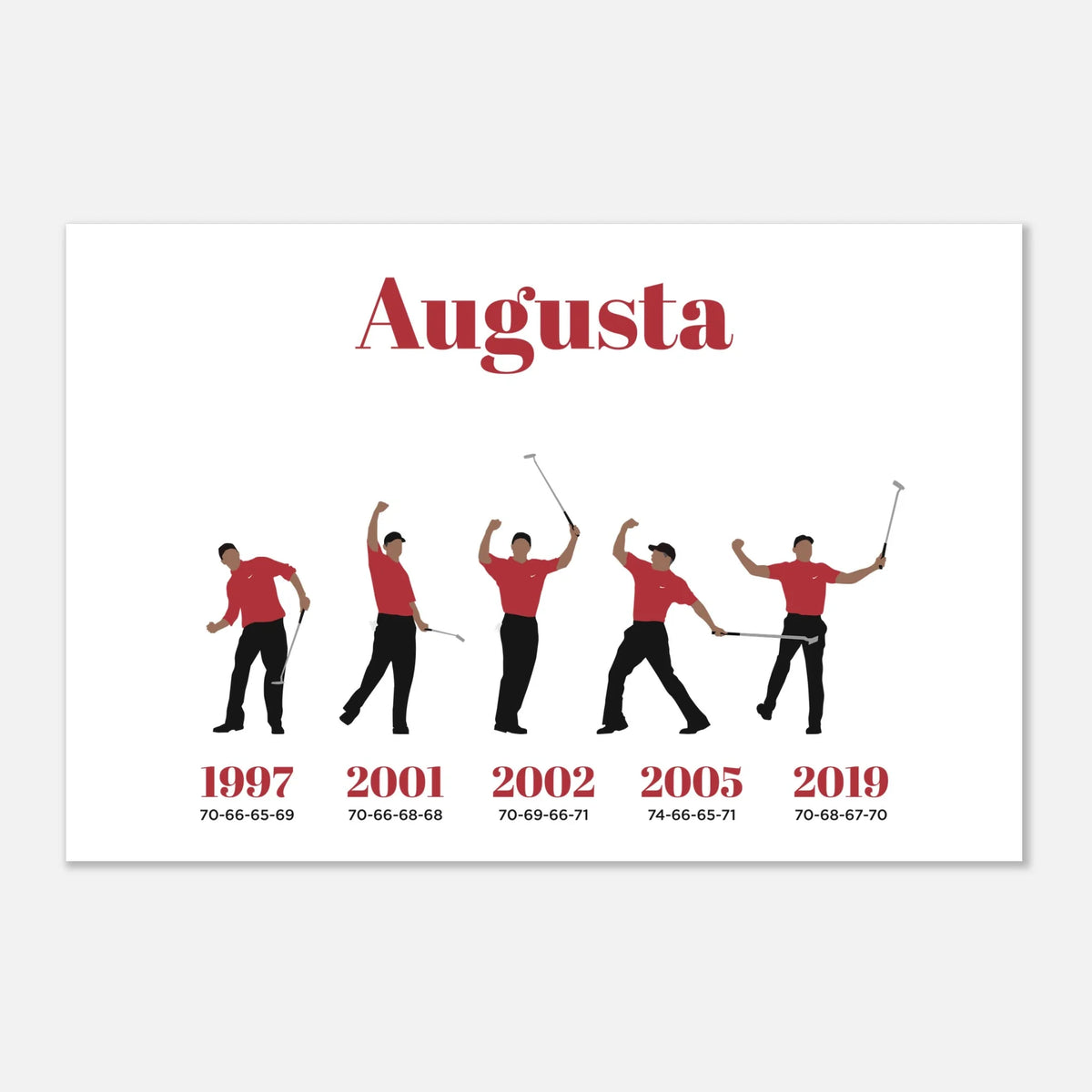 Augusta 5 Wins - Golf Print & Framed Poster