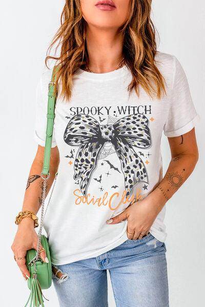 Graphic Round Neck Short Sleeve T-Shirt for Women