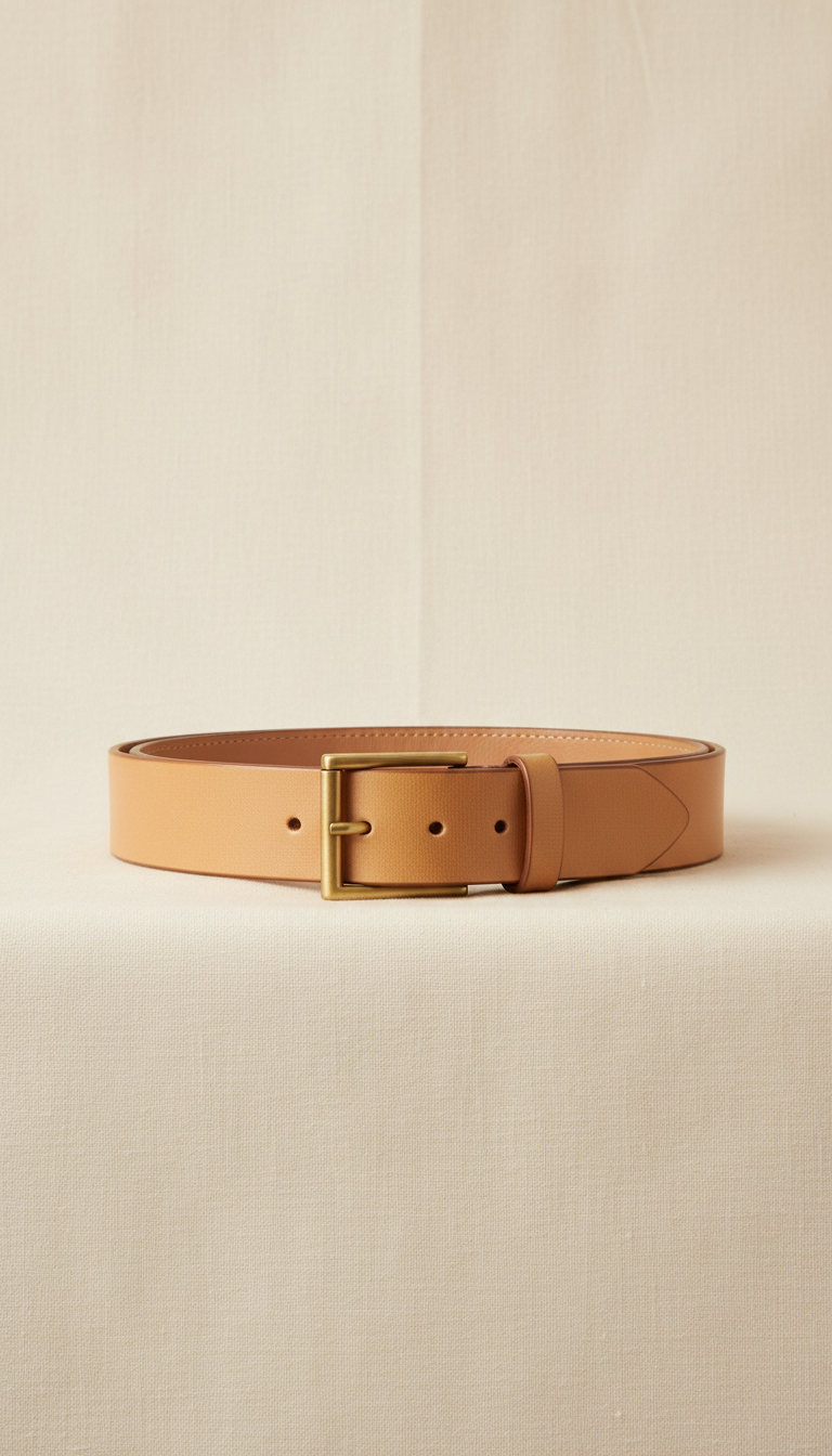Minimalist leather belt with matte buckle