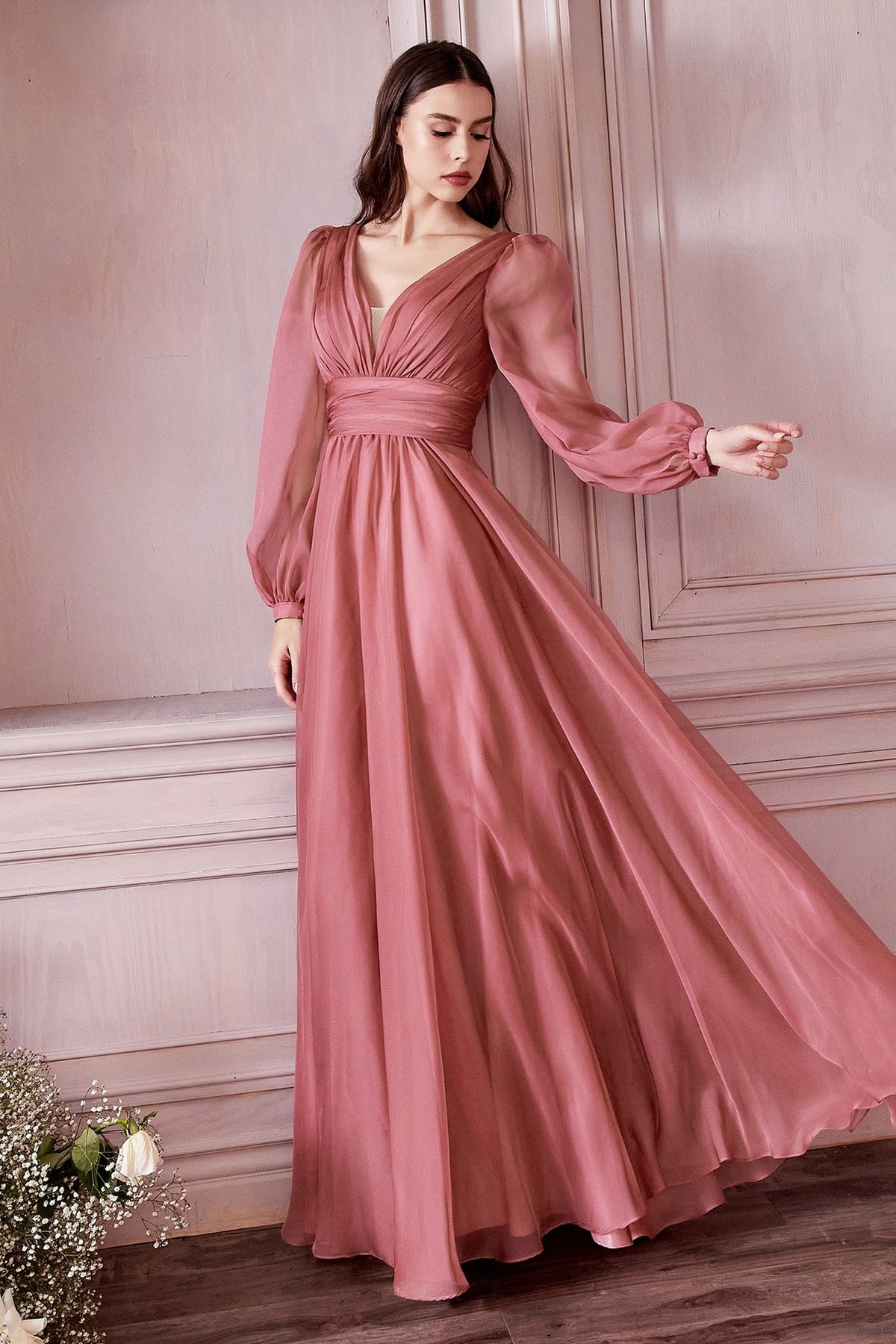 Chiffon Long Sleeve Dress CDCD0192
