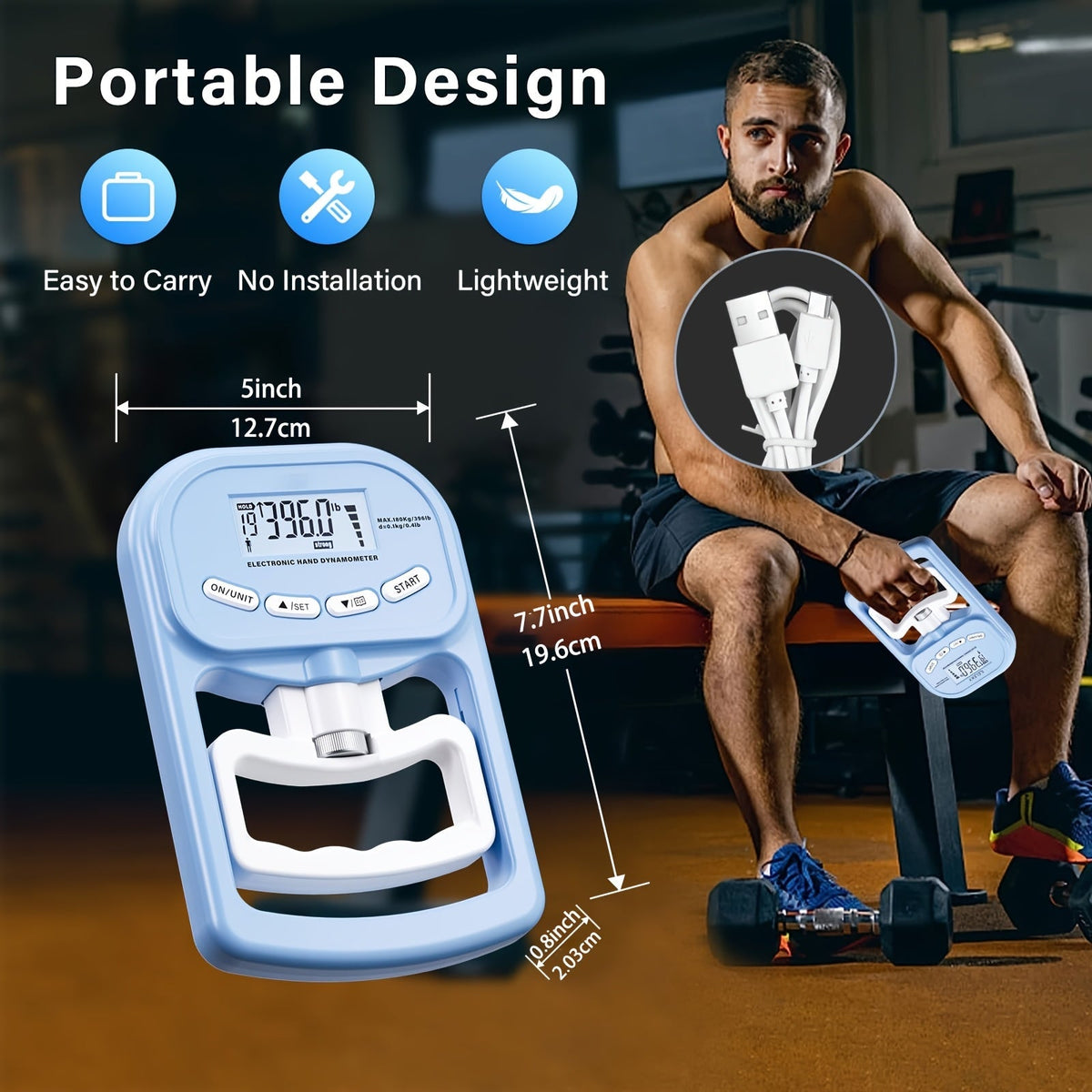 Digital Grip Strength Tester LCD Hand Trainer