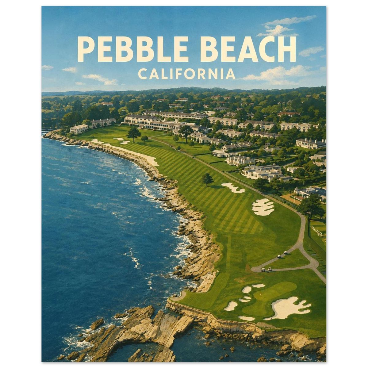 Pebble Beach 18th Hole Golf Poster – California Golf Art
