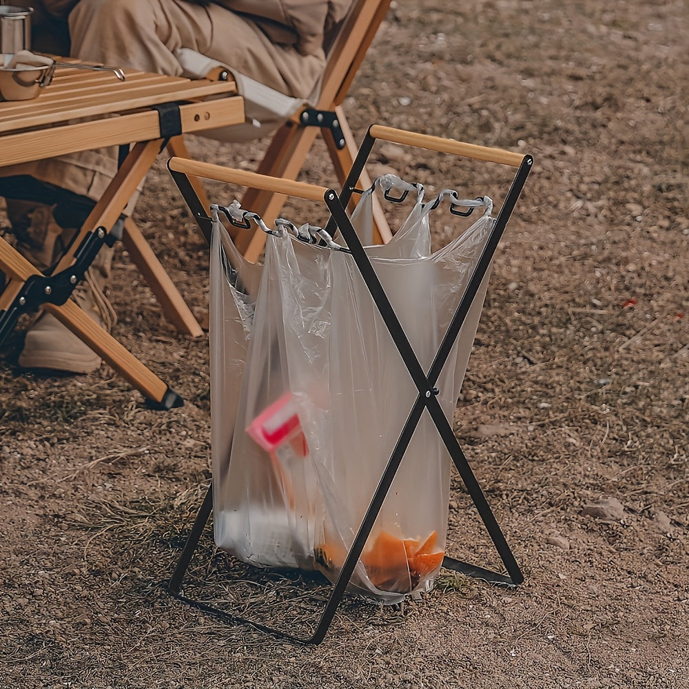 Garbage Bag Rack with Wooden Handle