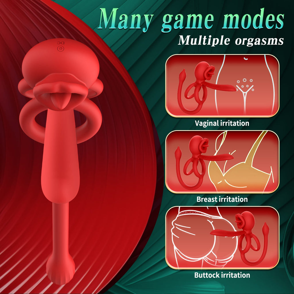Dragon Tongue 3-in-1 Licking & Vibrating Cock Ring App Controlled