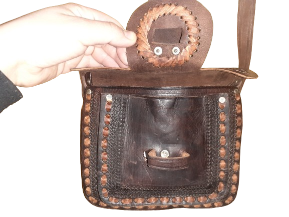 Bolso labrado vacuno tira Mediano