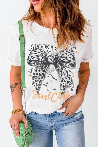 Graphic Round Neck Short Sleeve T-Shirt for Women