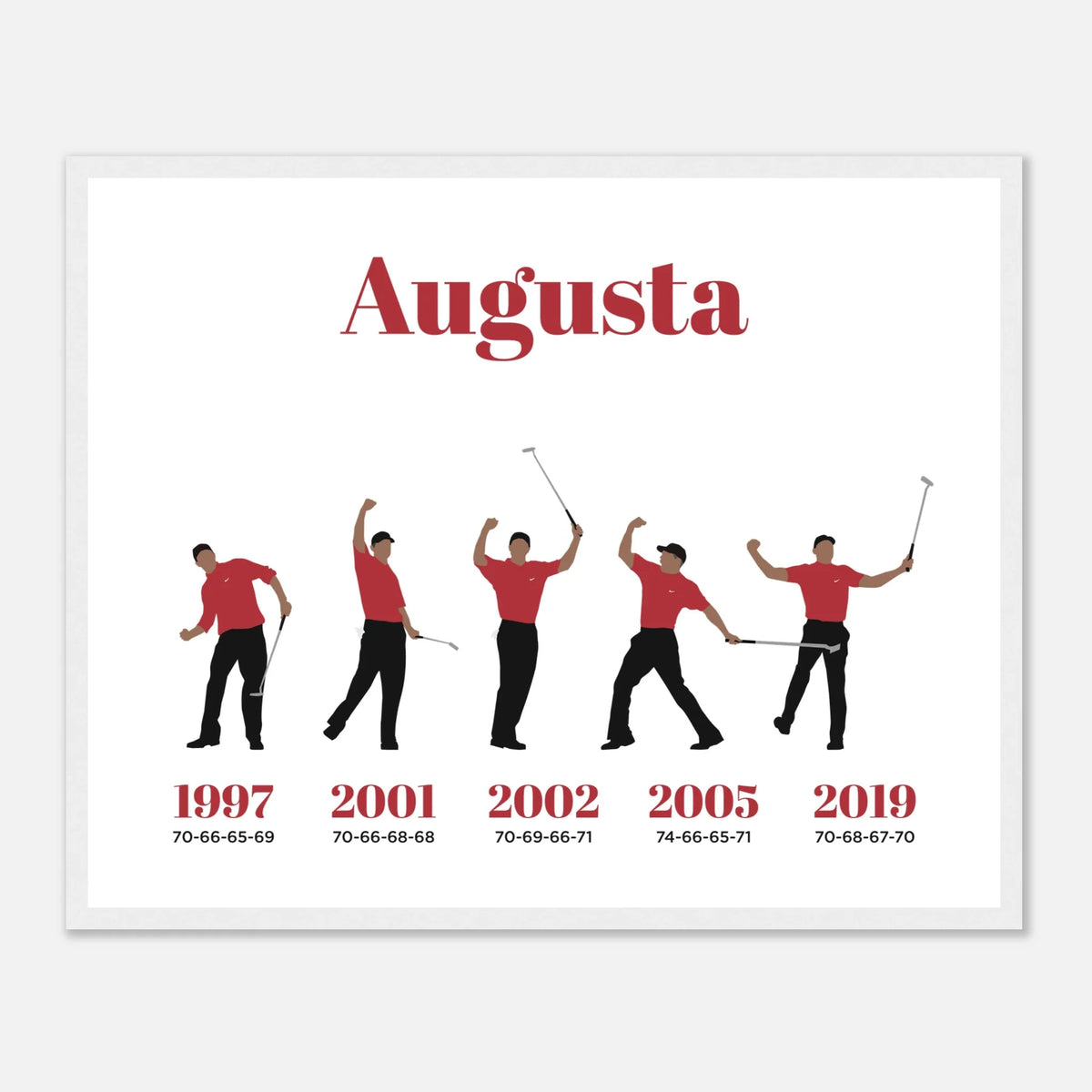 Augusta 5 Wins - Golf Print & Framed Poster