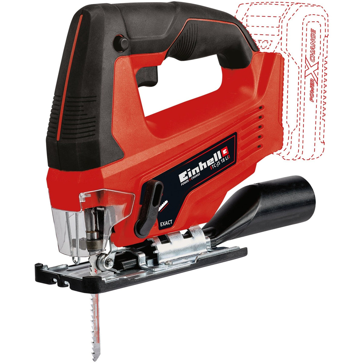Einhell cordless jigsaw tc-js 18 li solo - power x-change - 18 v li-ion - stroke height: 20 mm - miter cuts: max. 45° - incl. saw blade - excl. battery and charger