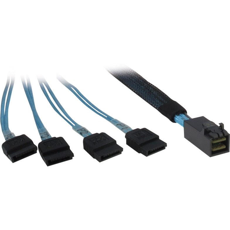 Inter-tech cable sff 8643 > 4x sata (black blue, 0.5 meters (partially shielded))