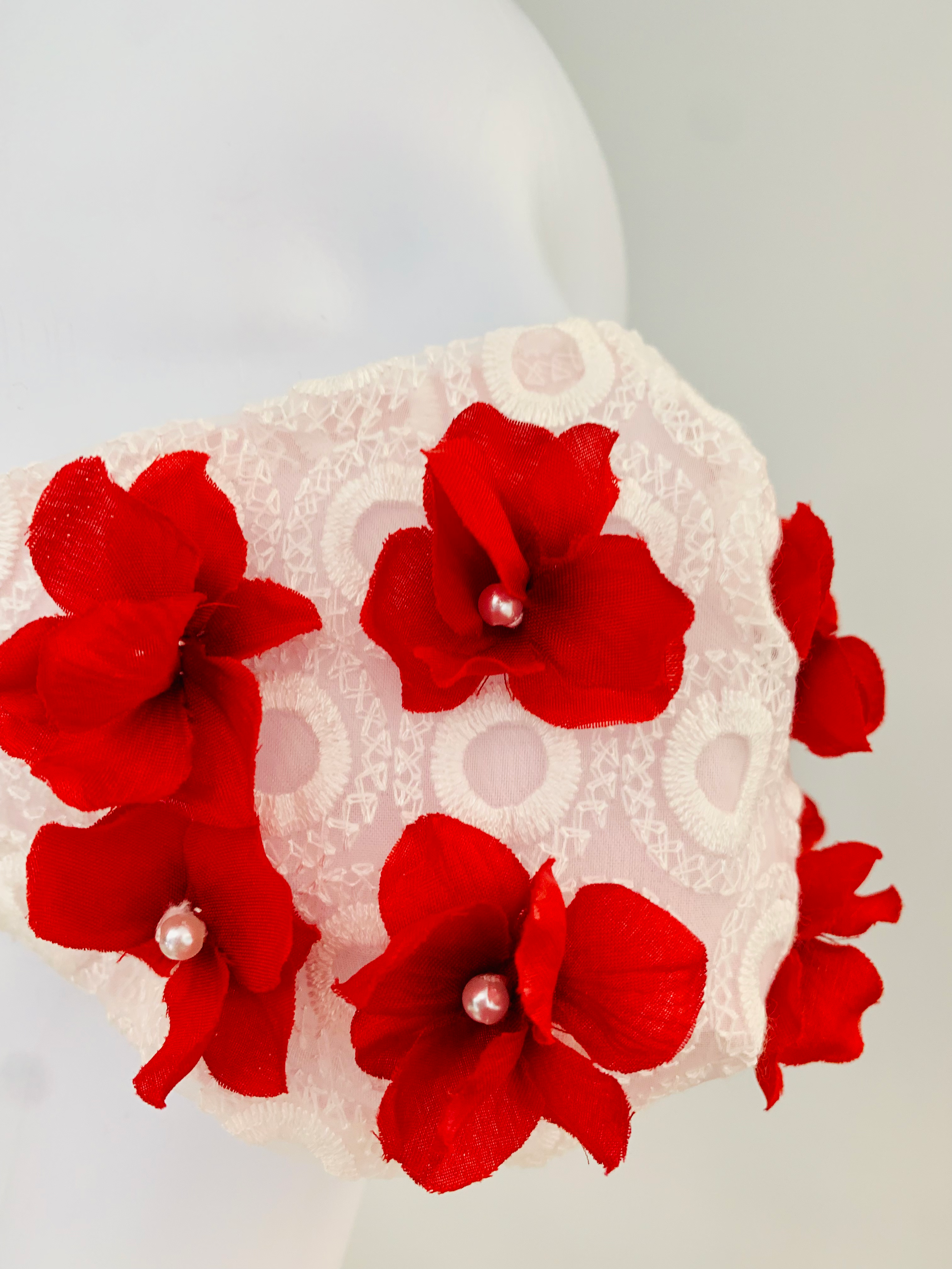 Mask with burgundy flowers
