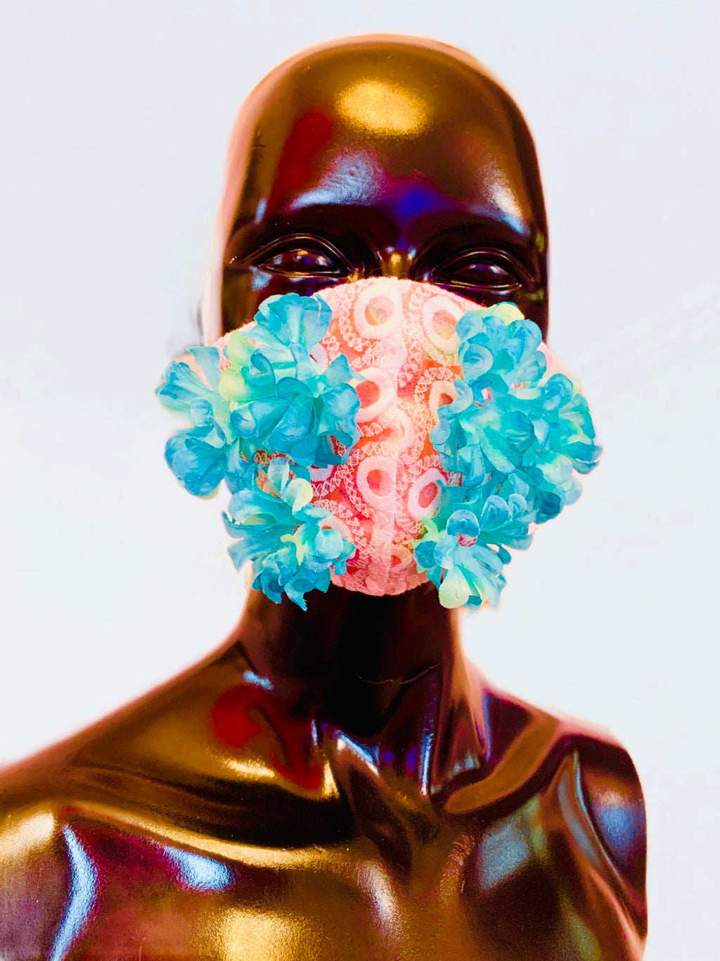 MASK WITH BLUE FLOWERS