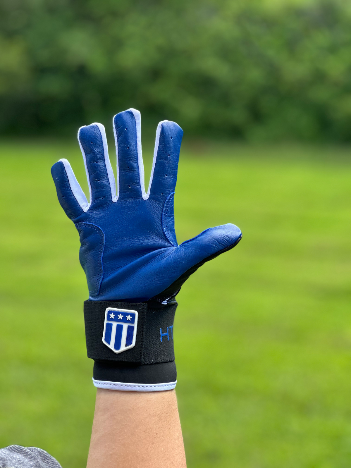 Long cuff Black with a Royal Blue Palm Stock
