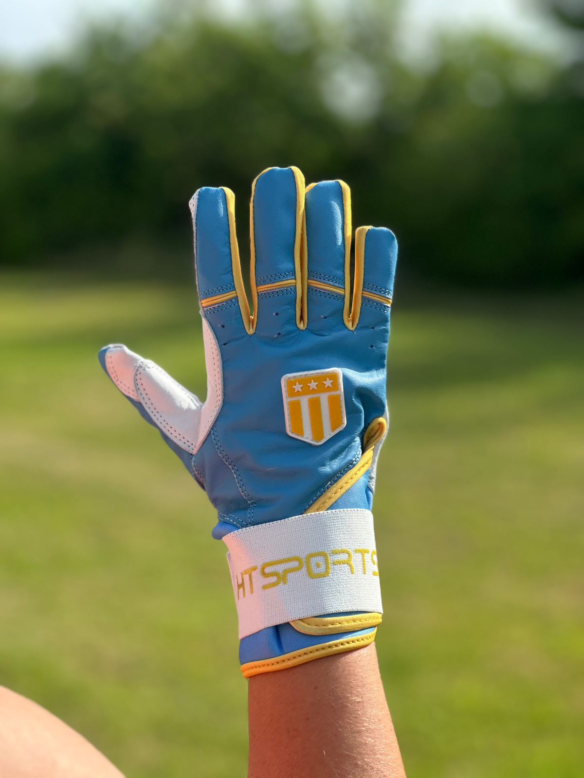 Boston City Long Cuff Light Blue with White Palm Batting Glove