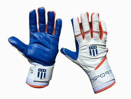 Long cuff White with Royal Blue Palm Stock