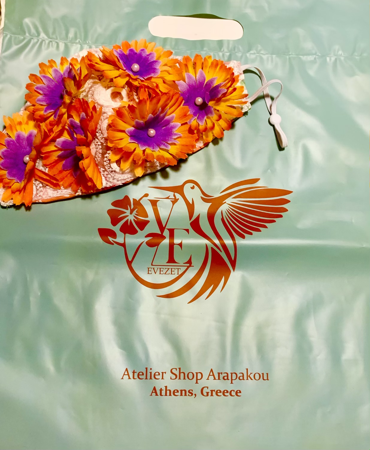 MASK WITH ORANGE FLOWERS