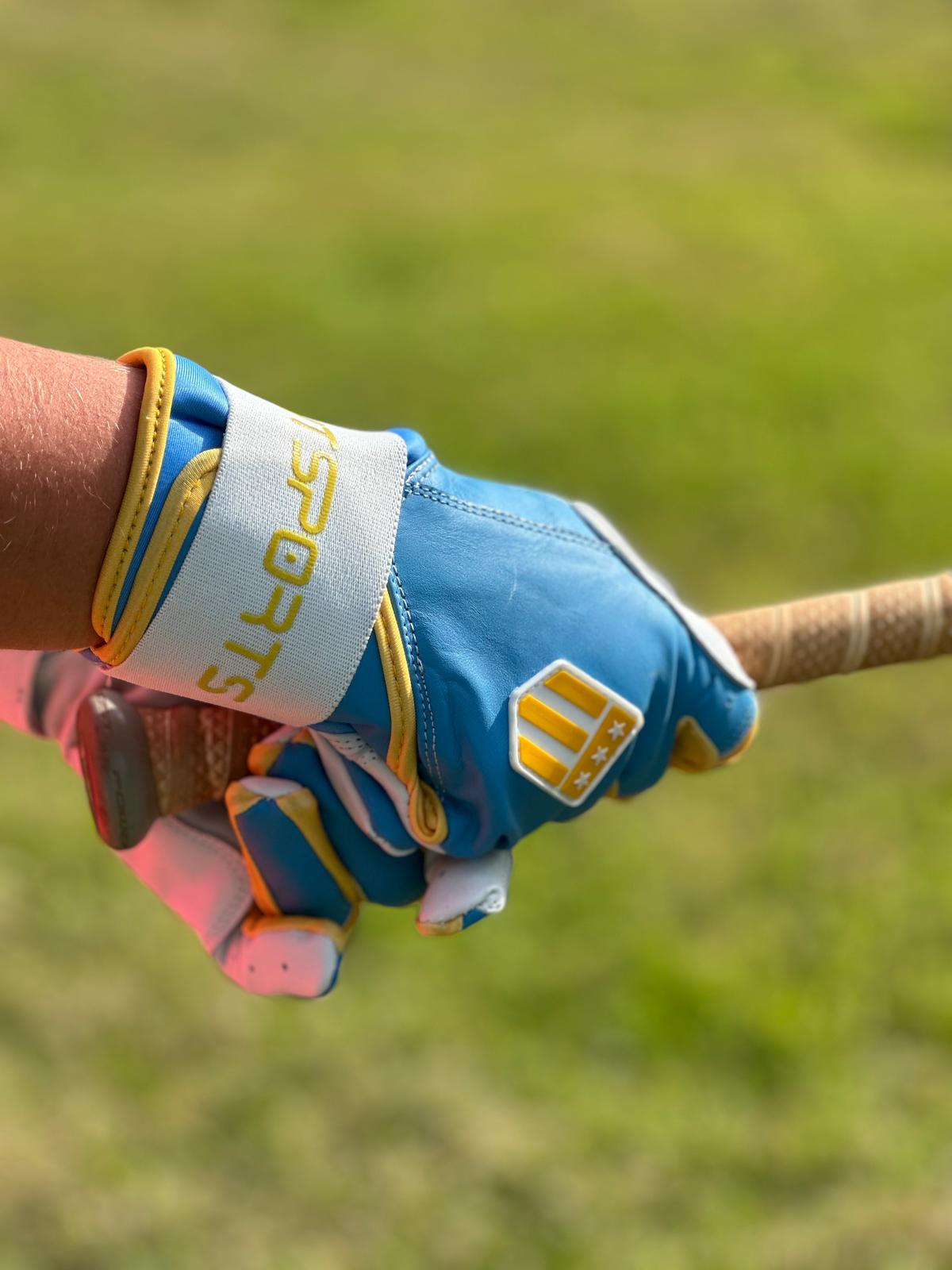 Boston City Long Cuff Light Blue with White Palm Batting Glove