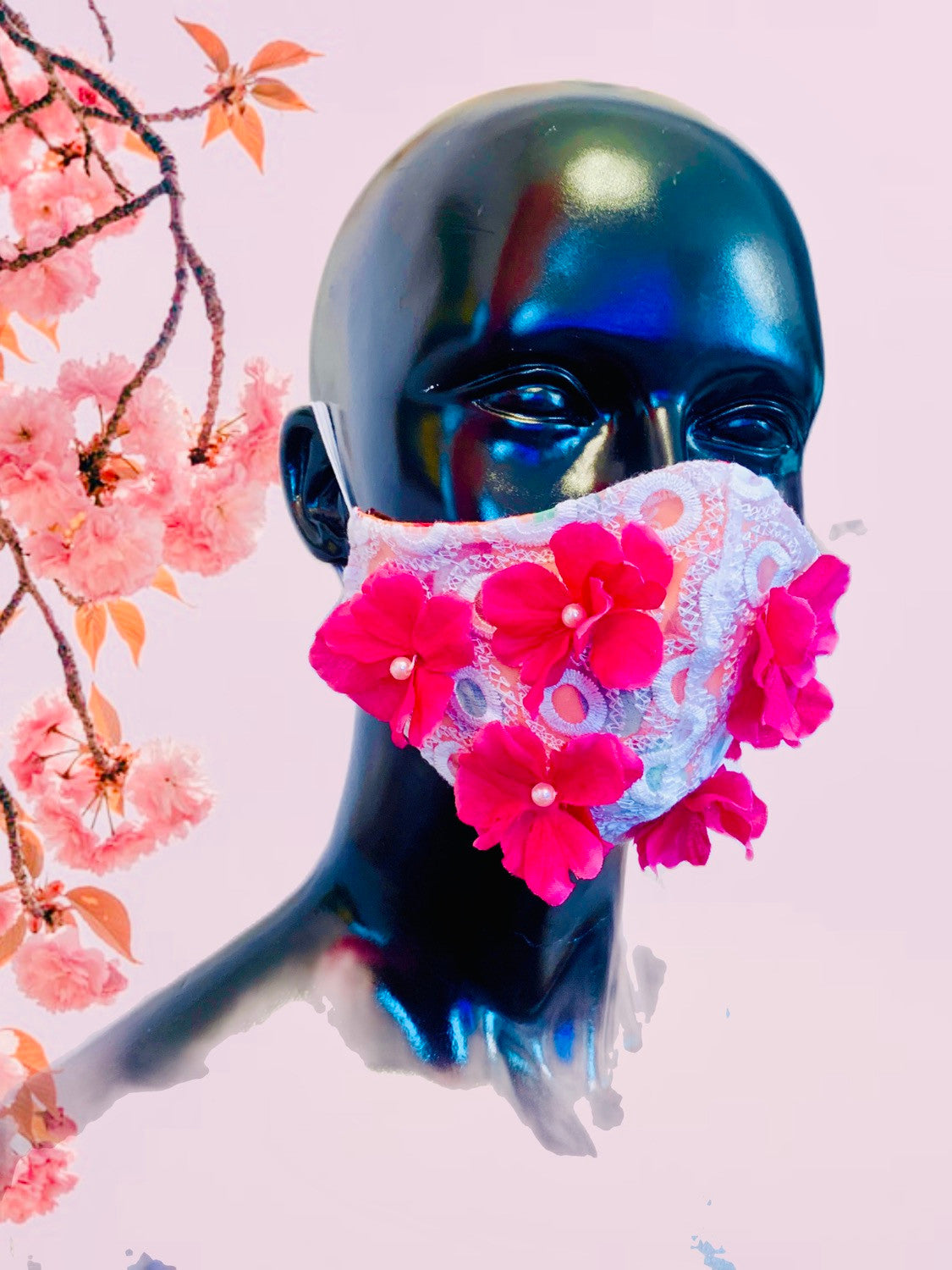 MASK WITH FUCHSIA FLOWERS