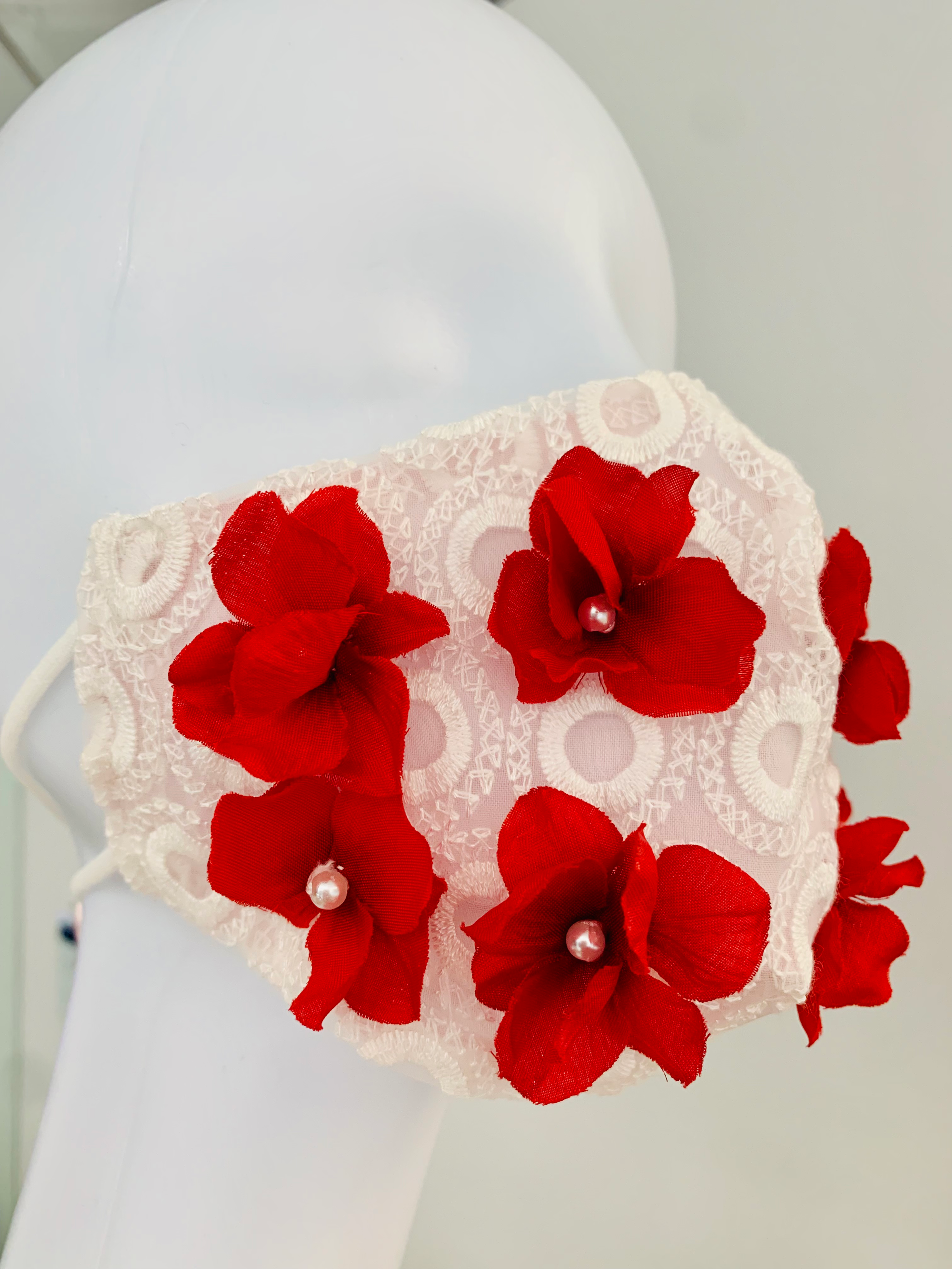 Mask with burgundy flowers
