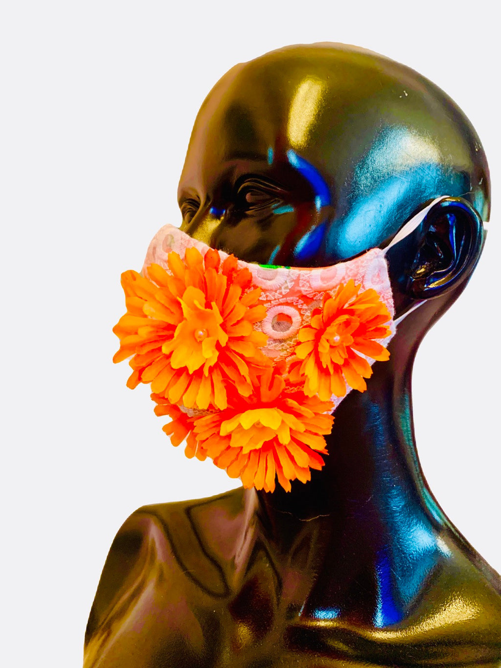 MASK WITH ORANGE FLOWERS