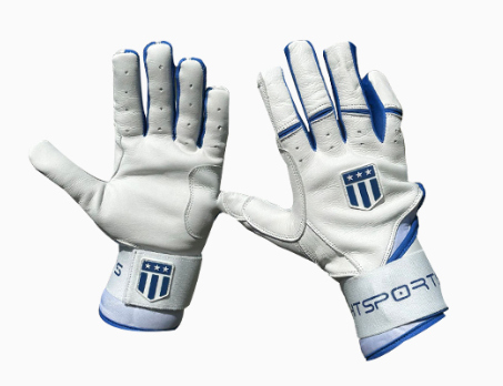 Long cuff White on White with Royal Blue Trim Stock