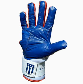 Long cuff White with Royal Blue Palm Stock