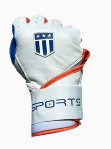 Long cuff White with Royal Blue Palm Stock