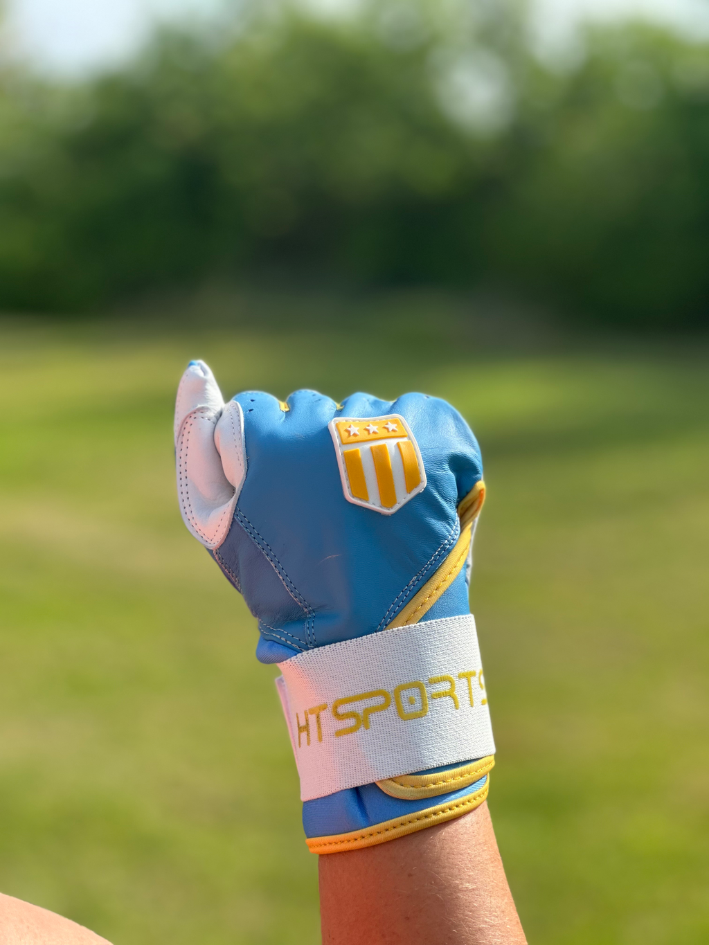 Boston City Long Cuff Light Blue with White Palm Batting Glove