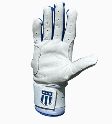 Long cuff White on White with Royal Blue Trim Stock
