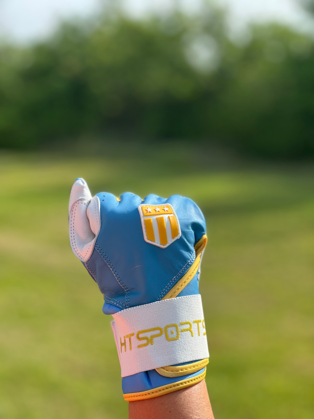 Boston City Long Cuff Light Blue with White Palm Batting Glove