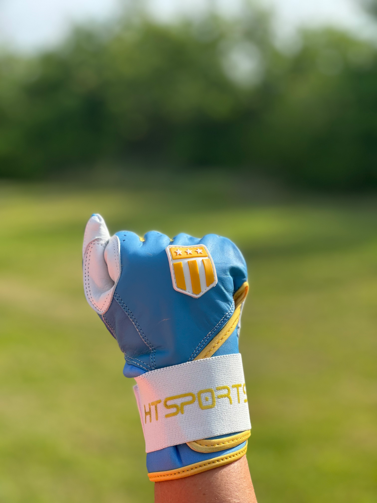 Boston City Long Cuff Light Blue with White Palm Batting Glove