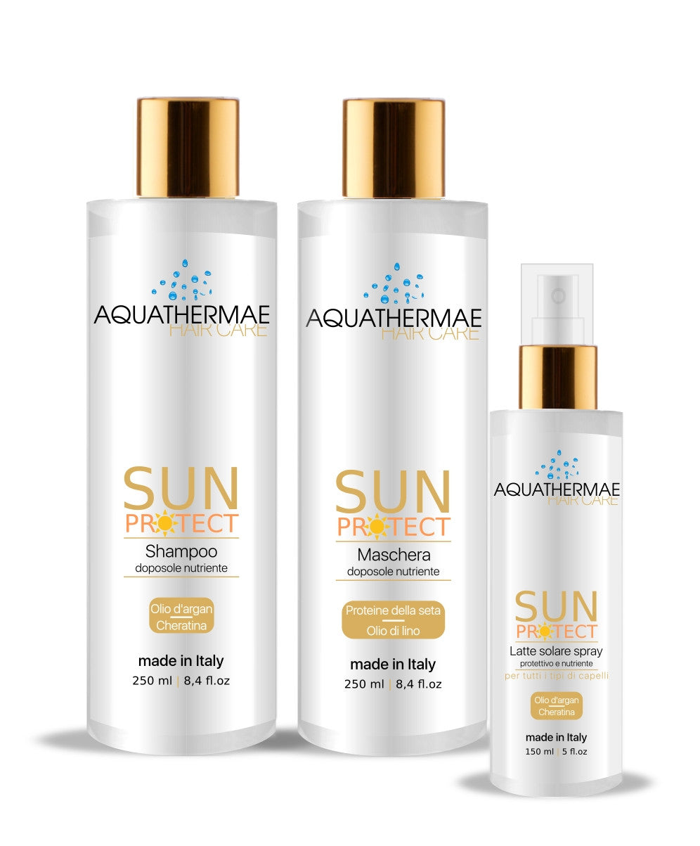 Protective and nourishing sun kit, healthy and protected hair, argan and keratin