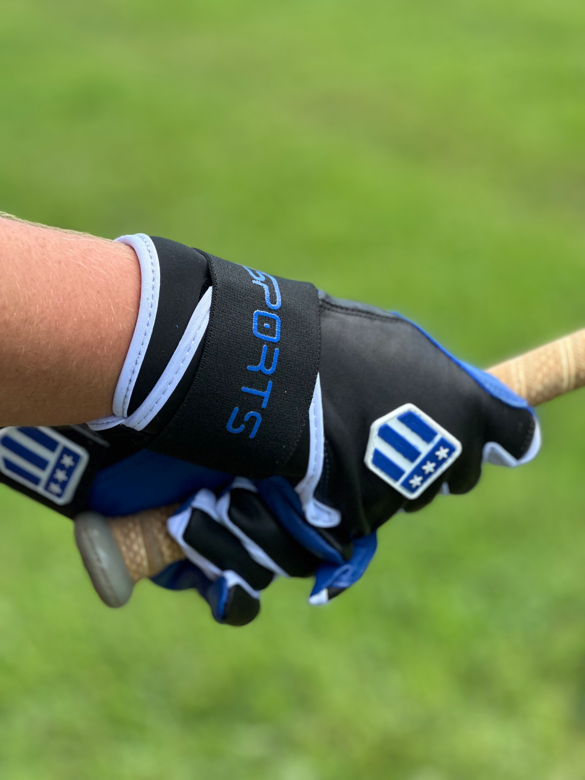 Long cuff Black with a Royal Blue Palm Stock