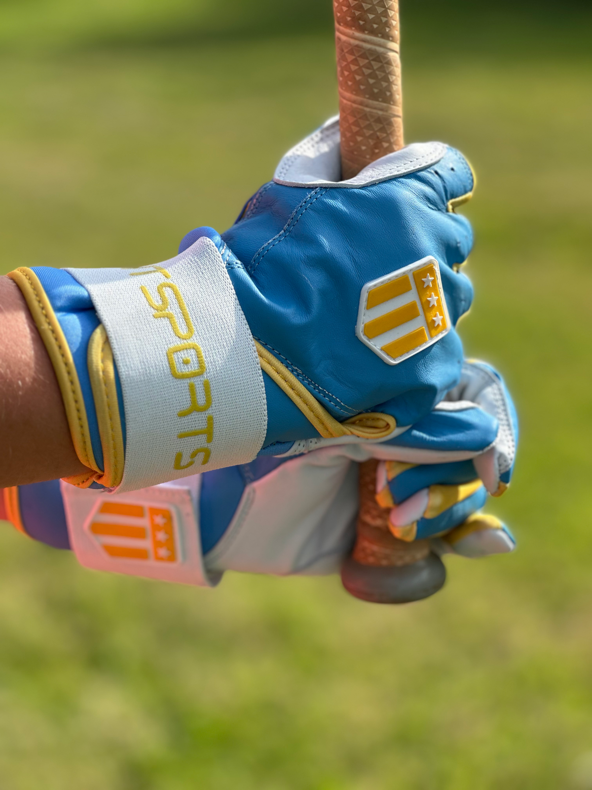 Boston City Long Cuff Light Blue with White Palm Batting Glove