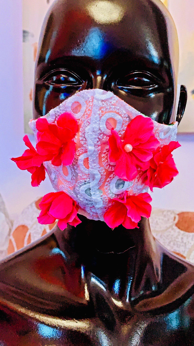 MASK WITH FUCHSIA FLOWERS