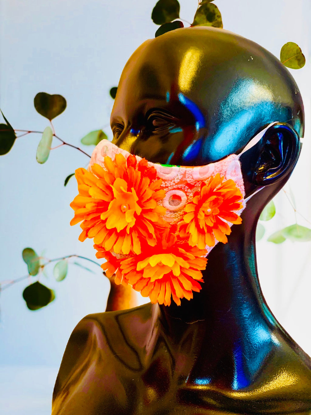 MASK WITH ORANGE FLOWERS