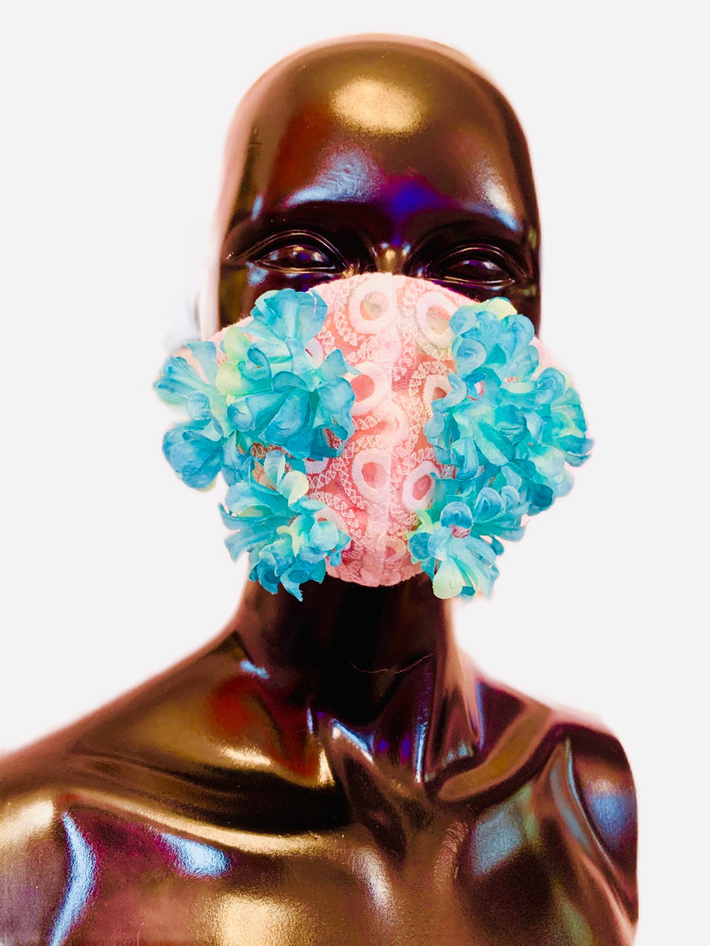 MASK WITH BLUE FLOWERS