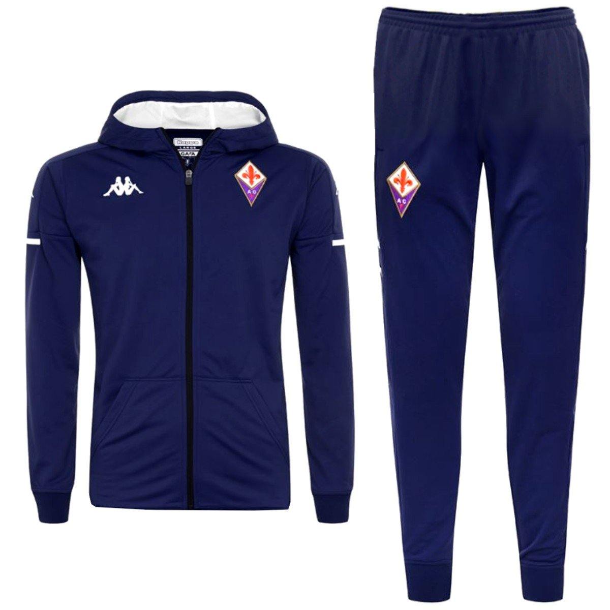 Fiorentina navy hooded presentation soccer tracksuit 2020/21 - Kappa