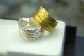 Real Bitter Orange Tree Bark Gold Ring, Handmade Nature Jewelry, Organic Botanical Band, Gift for Memory & Renewal, 14K Gold Plated Sterling Silver 925