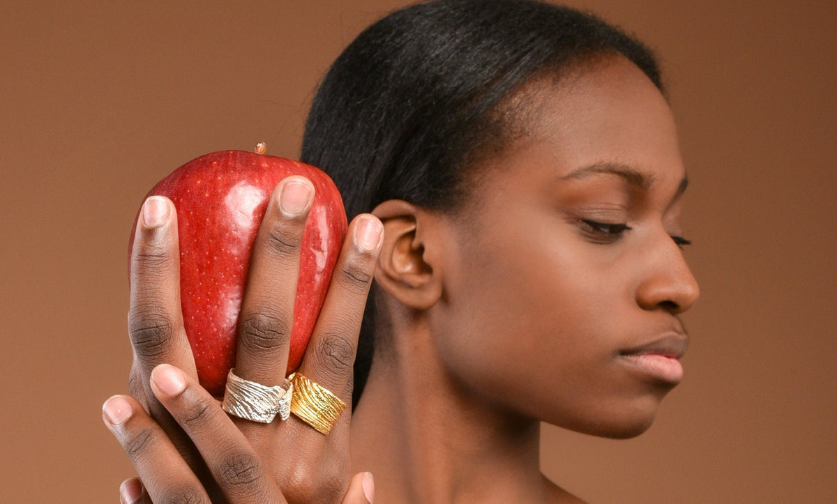 Real Bitter Orange Tree Bark Gold Ring, Handmade Nature Jewelry, Organic Botanical Band, Gift for Memory & Renewal, 14K Gold Plated Sterling Silver 925