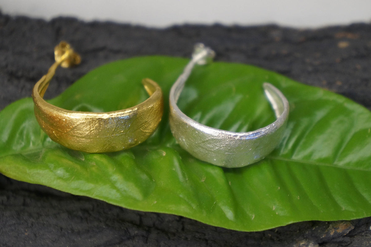 Real Olive Leaf Hoop Earrings, Handmade Nature Jewelry, Organic Botanical Hoops, Gift for Peace & Protection, Gold or Sterling Silver 925