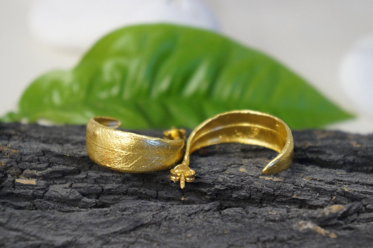 Real Olive Leaf Hoop Earrings, Handmade Nature Jewelry, Organic Botanical Hoops, Gift for Peace & Protection, Gold or Sterling Silver 925