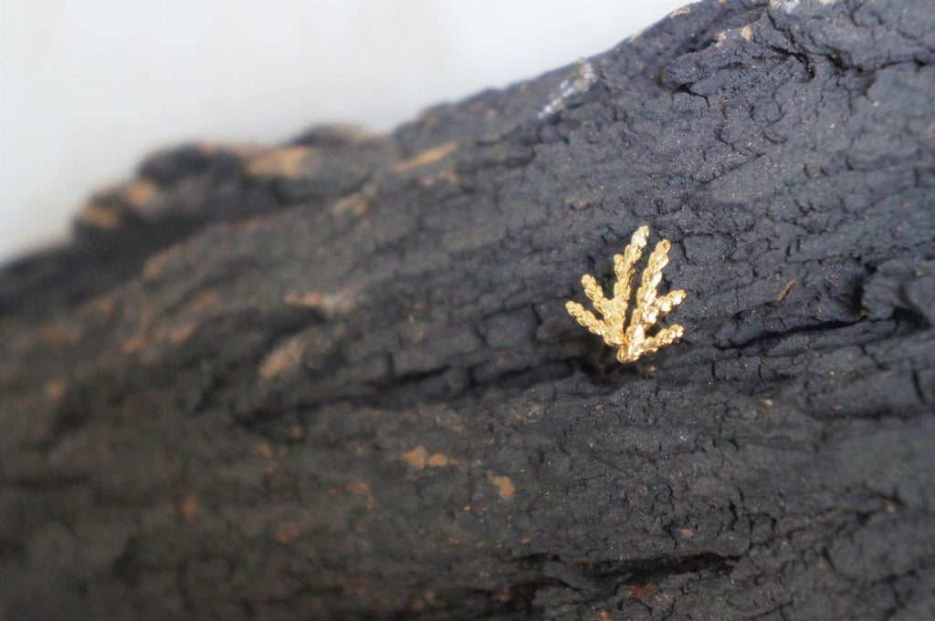 Real Juniper Dainty Earrings, Handmade Minimalist Jewelry, Organic Forest Studs, Gift for Health & Luck, Gold or Sterling Silver 925