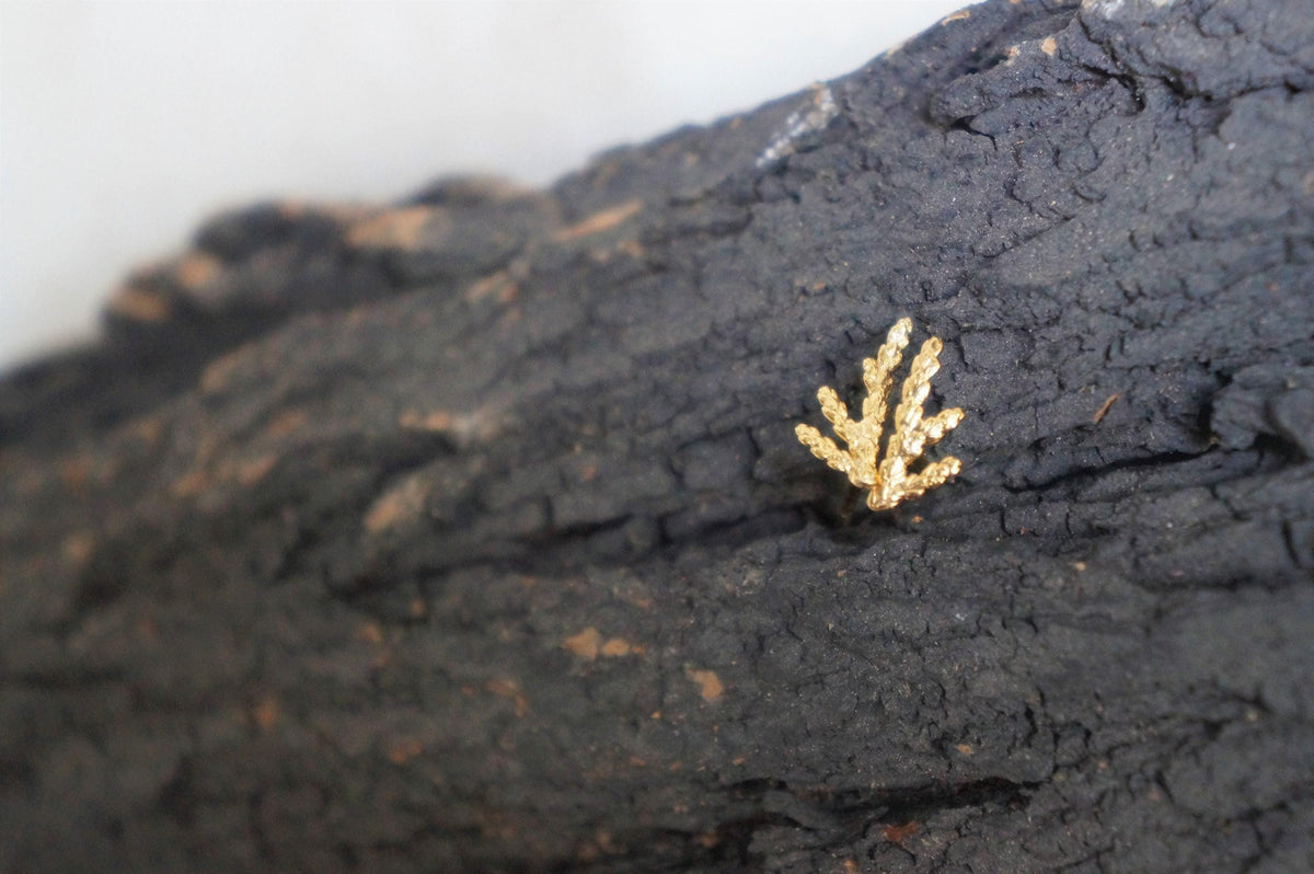 Real Juniper Dainty Earrings, Handmade Minimalist Jewelry, Organic Forest Studs, Gift for Health & Luck, Gold or Sterling Silver 925
