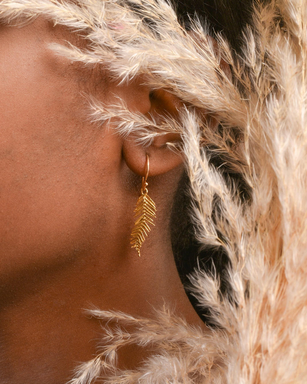 Real Acacia Leaf Gold Dangle Earrings, Handmade Minimalist Jewelry, Organic Botanical Dangles, Unique Gift for Nature Lovers, 14K Gold Plated Sterling Silver 925