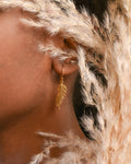 Real Acacia Leaf Gold Dangle Earrings, Handmade Minimalist Jewelry, Organic Botanical Dangles, Unique Gift for Nature Lovers, 14K Gold Plated Sterling Silver 925